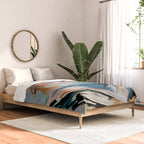 Drift 6: a bold mixed media piece in blues, brown, pink and red Comforter Gallery Image 2