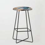 Drift 6: a bold mixed media piece in blues, brown, pink and red Stool Gallery Image 1