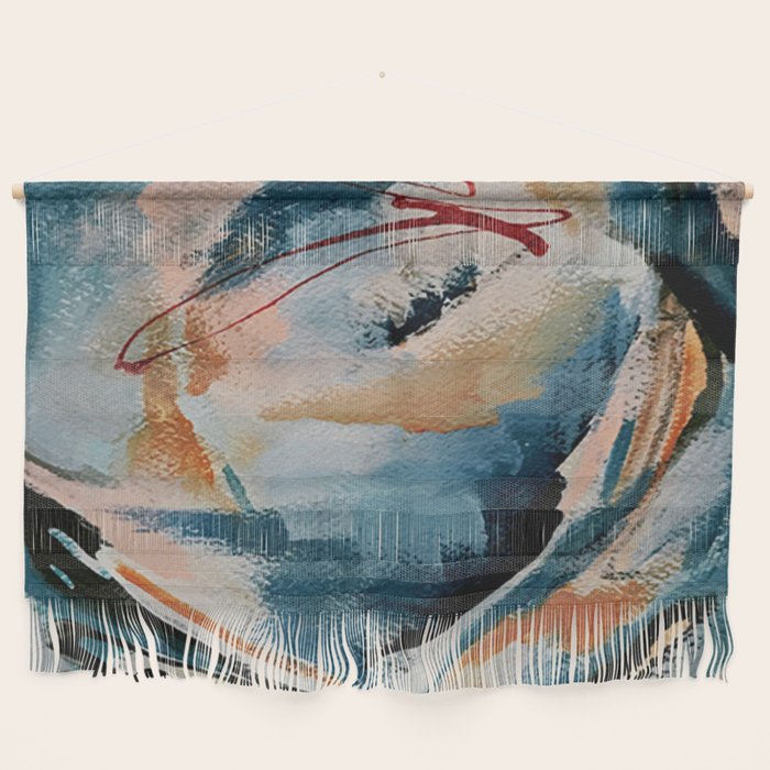 Drift 6: a bold mixed media piece in blues, brown, pink and red Wall Hanging Gallery Image 1