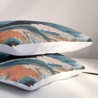Drift 6: a bold mixed media piece in blues, brown, pink and red Pillow Sham Gallery Image 3