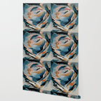 Drift 6: a bold mixed media piece in blues, brown, pink and red Wallpaper Gallery Image 2