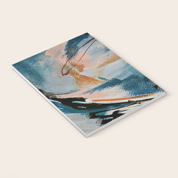 Drift 6: a bold mixed media piece in blues, brown, pink and red Notebook Gallery Image 3