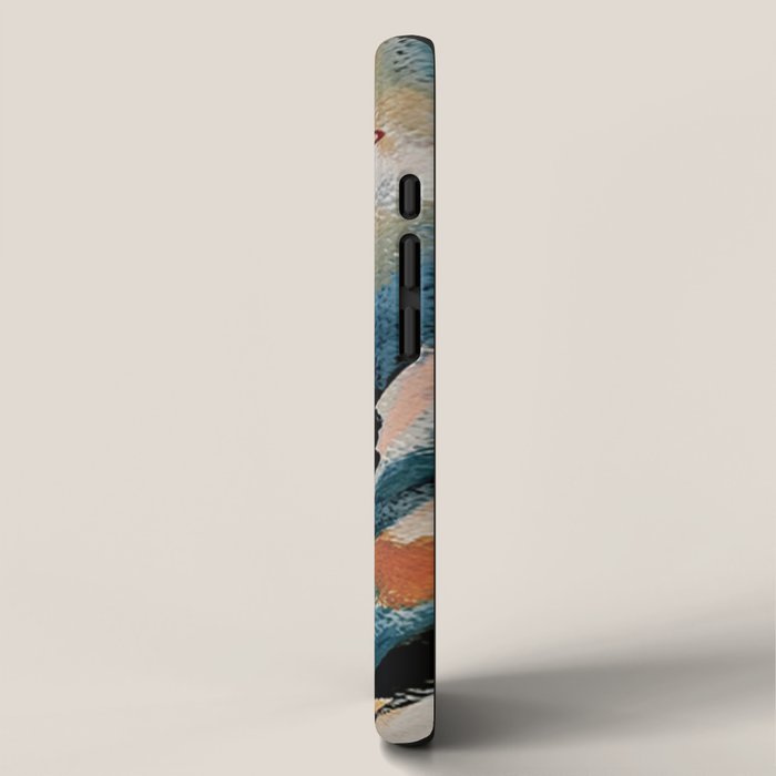 Drift 6: a bold mixed media piece in blues, brown, pink and red iPhone Case Gallery Image 2