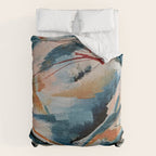 Drift 6: a bold mixed media piece in blues, brown, pink and red Comforter Gallery Image 6