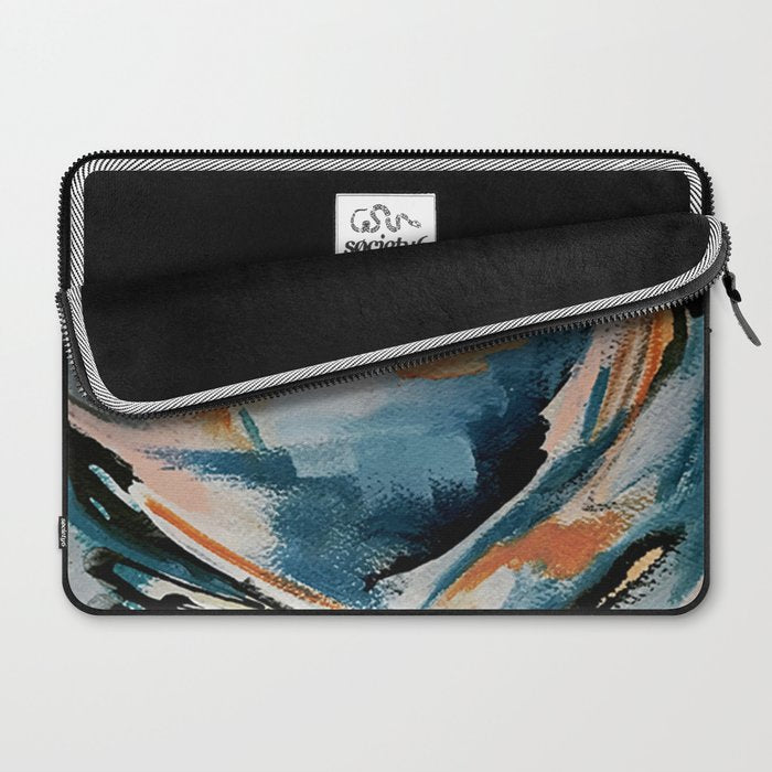 Drift 6: a bold mixed media piece in blues, brown, pink and red Laptop Sleeve Gallery Image 2