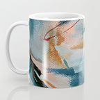 Drift 6: a bold mixed media piece in blues, brown, pink and red Coffee Mug Gallery Image 3