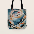 Drift 6: a bold mixed media piece in blues, brown, pink and red Tote Bag Gallery Image 1