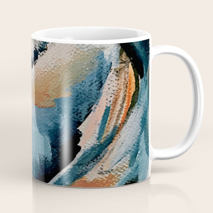 Drift 6: a bold mixed media piece in blues, brown, pink and red Coffee Mug Gallery Image 1