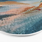 Drift 6: a bold mixed media piece in blues, brown, pink and red Bath Mat Gallery Image 3