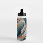 Drift 6: a bold mixed media piece in blues, brown, pink and red Water Bottle Gallery Image 2