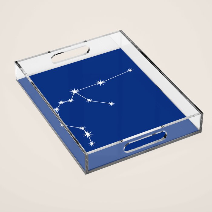 Aquarius Zodiac Star Constellation Line Art Dark Blue Acrylic Tray Gallery Image 1