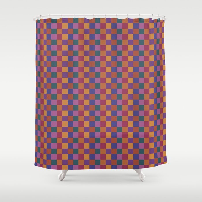 Checkered Multicolor Pattern XVIII Colorful Vibrant Shower Curtain Gallery Image 1