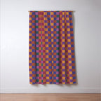 Checkered Multicolor Pattern XVIII Colorful Vibrant Window Curtain Gallery Image 3