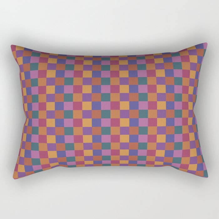 Checkered Multicolor Pattern XVIII Colorful Vibrant Rectangular Pillow Gallery Image 1