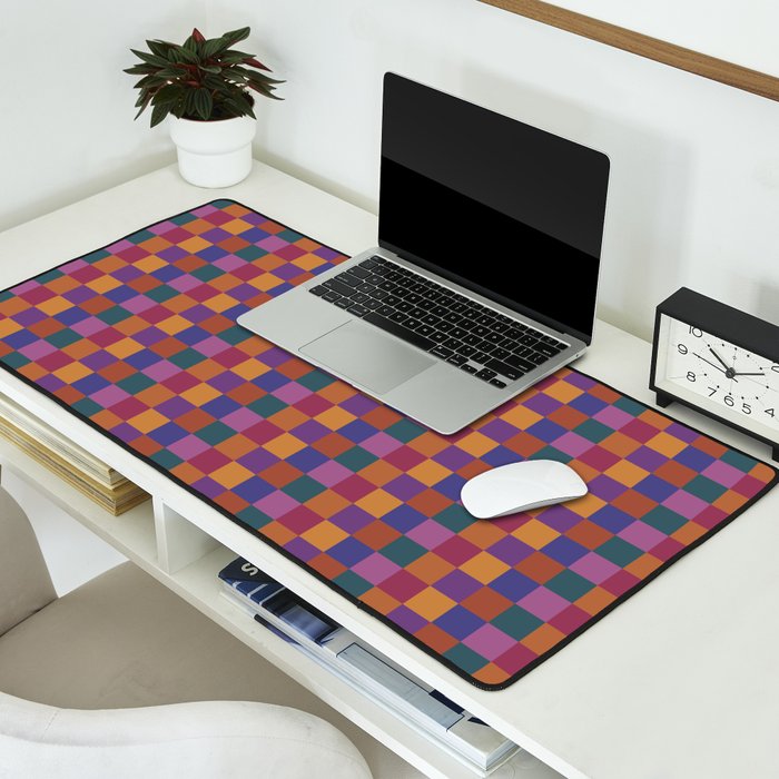 Checkered Multicolor Pattern XVIII Colorful Vibrant Desk Mat Gallery Image 2