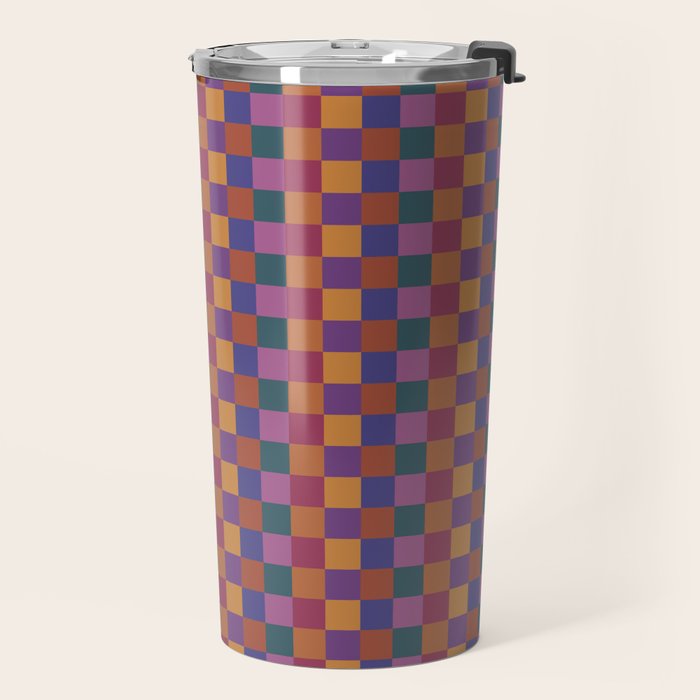 Checkered Multicolor Pattern XVIII Colorful Vibrant Travel Mug Gallery Image 2