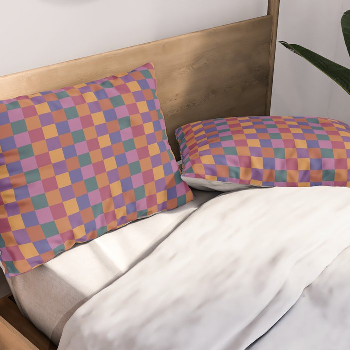 Checkered Multicolor Pattern XVIII Colorful Vibrant Pillow Sham Gallery Image 2