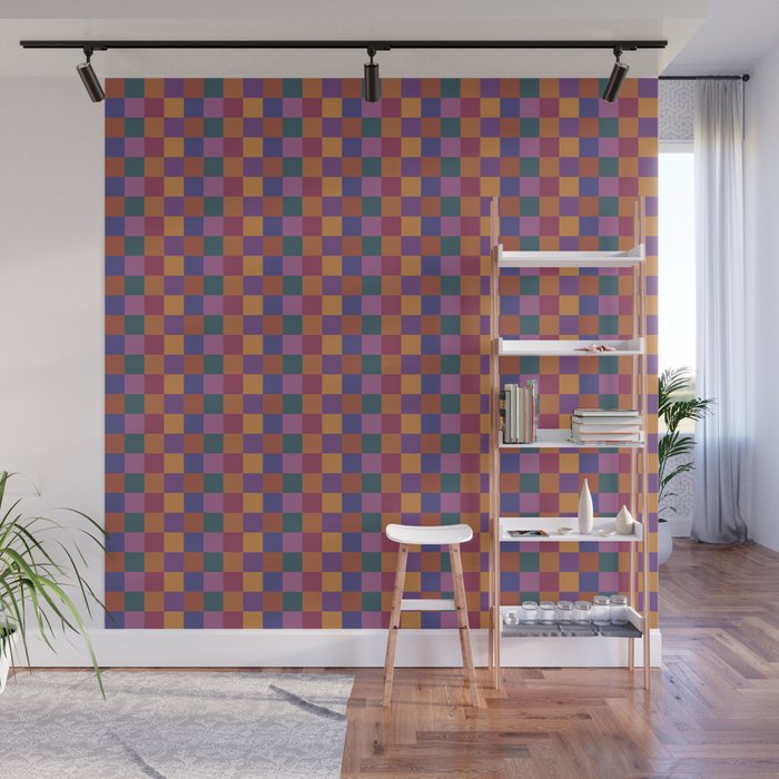 Checkered Multicolor Pattern XVIII Colorful Vibrant Wall Mural Gallery Image 1