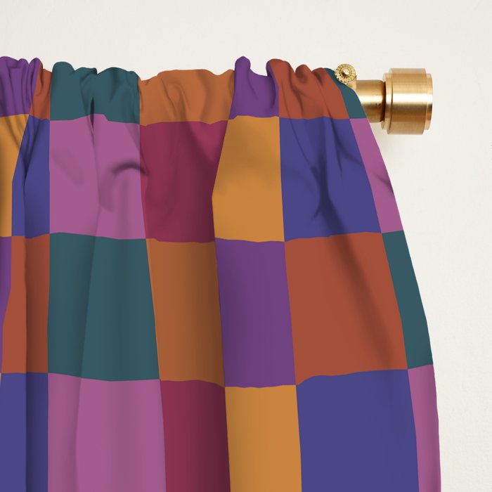 Checkered Multicolor Pattern XVIII Colorful Vibrant Window Curtain Gallery Image 2