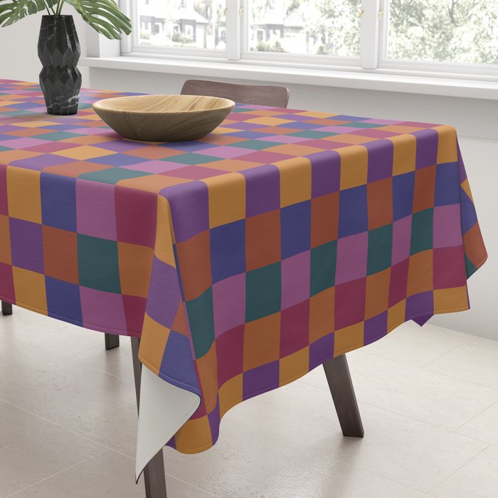 Checkered Multicolor Pattern XVIII Colorful Vibrant Tablecloth Gallery Image 3