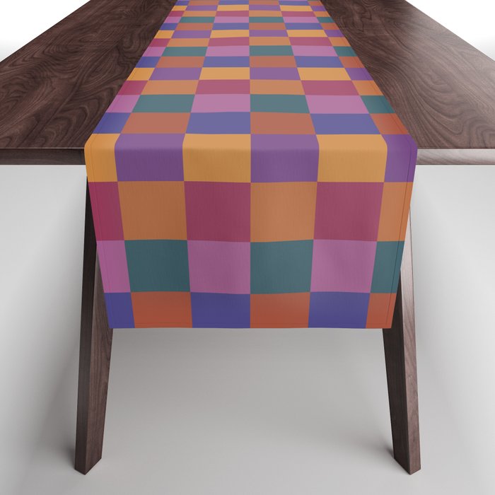 Checkered Multicolor Pattern XVIII Colorful Vibrant Table Runner Gallery Image 1