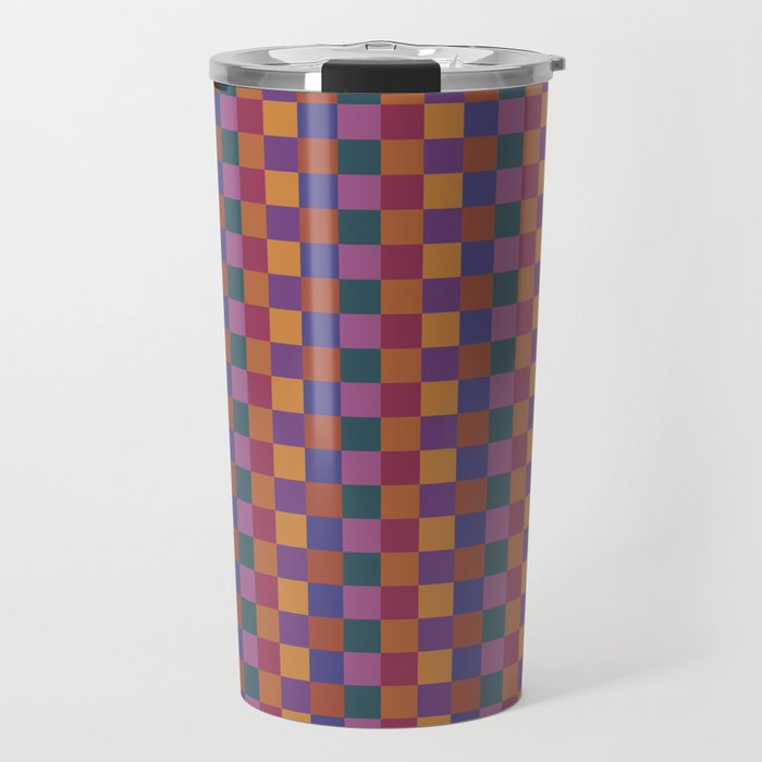 Checkered Multicolor Pattern XVIII Colorful Vibrant Travel Mug Gallery Image 1