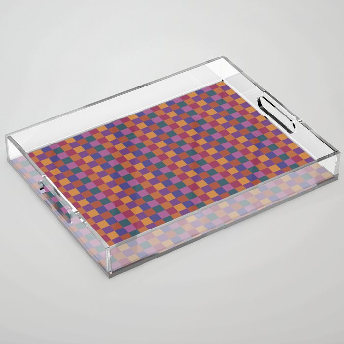 Checkered Multicolor Pattern XVIII Colorful Vibrant Acrylic Tray Gallery Image 1
