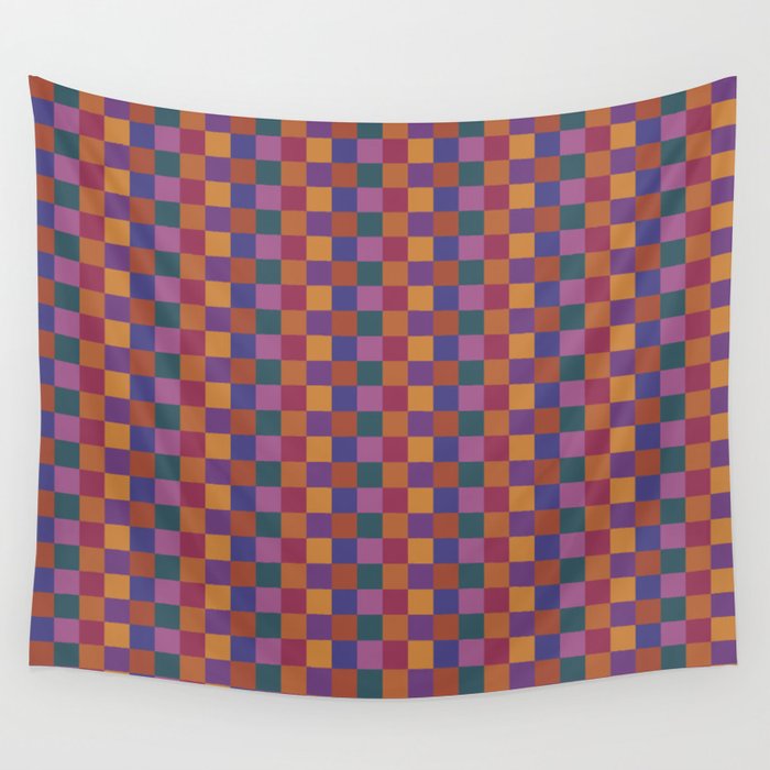 Checkered Multicolor Pattern XVIII Colorful Vibrant Wall Tapestry Gallery Image 1
