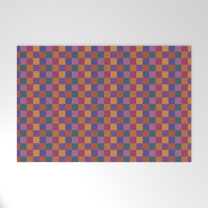 Checkered Multicolor Pattern XVIII Colorful Vibrant Welcome Mat Gallery Image 1