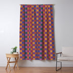 Checkered Multicolor Pattern XVIII Colorful Vibrant Window Curtain Gallery Image 5
