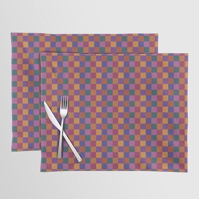 Checkered Multicolor Pattern XVIII Colorful Vibrant Placemat Gallery Image 1