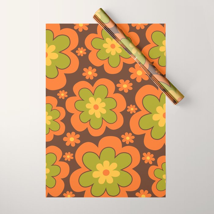 Colorful Retro Flower Pattern 592 Wrapping Paper Gallery Image 1