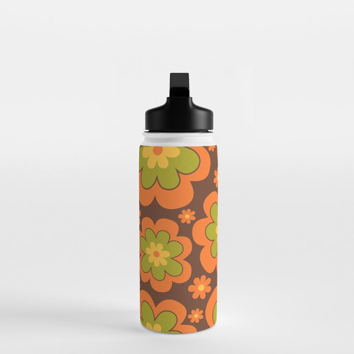 Colorful Retro Flower Pattern 592 Water Bottle Gallery Image 3