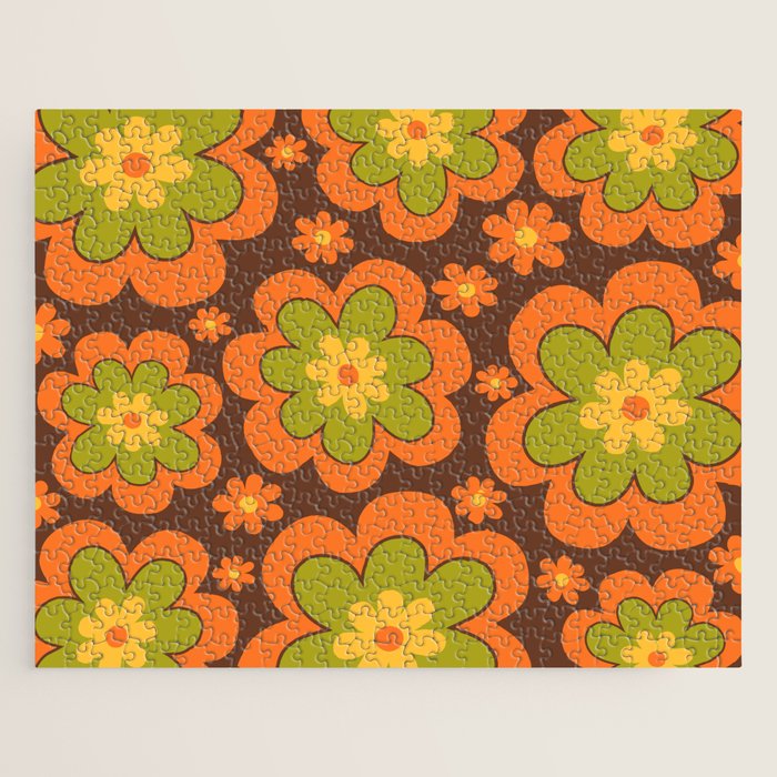 Colorful Retro Flower Pattern 592 Jigsaw Puzzle Gallery Image 1