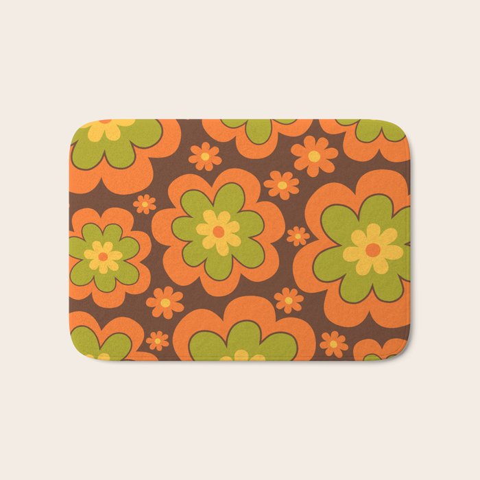 Colorful Retro Flower Pattern 592 Bath Mat Gallery Image 1