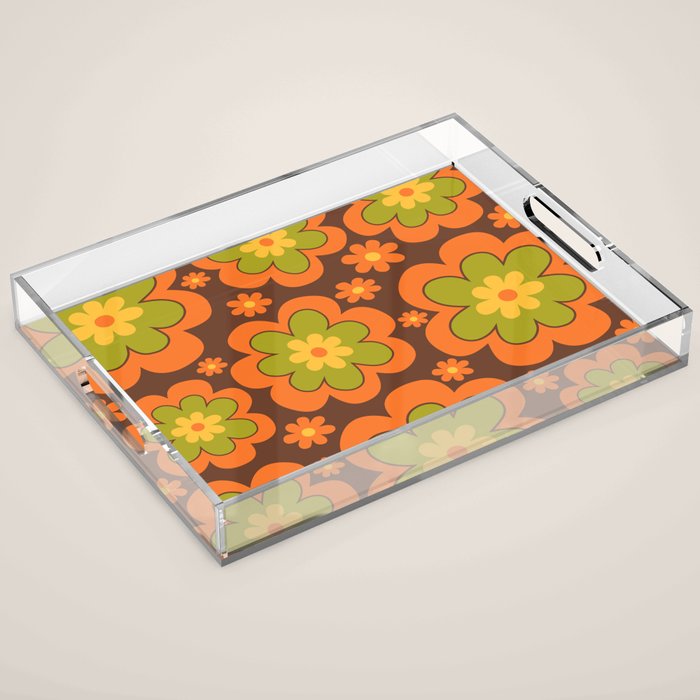 Colorful Retro Flower Pattern 592 Acrylic Tray Gallery Image 1