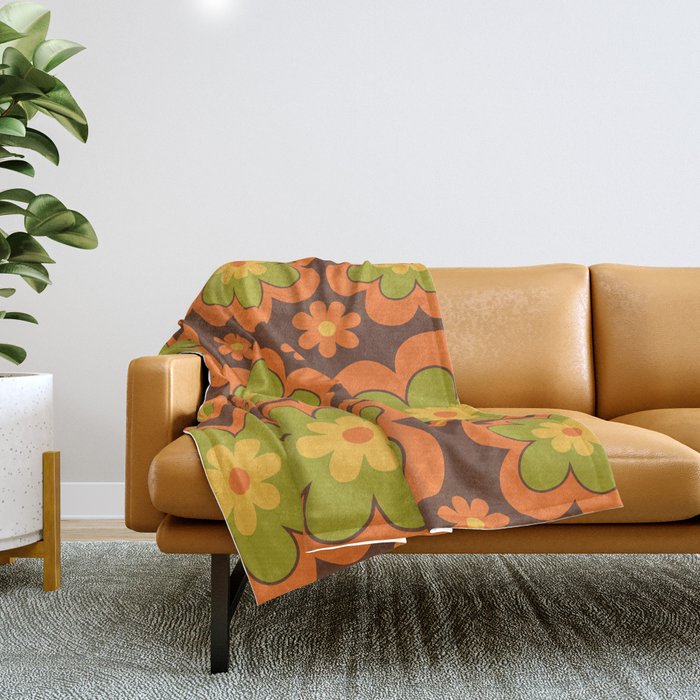 Colorful Retro Flower Pattern 592 Throw Blanket Gallery Image 1