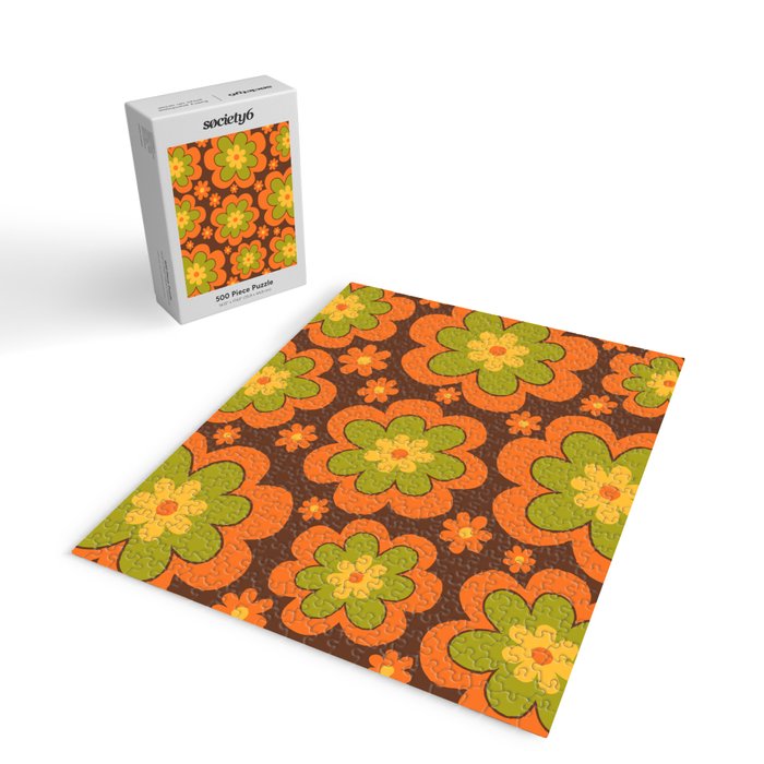 Colorful Retro Flower Pattern 592 Jigsaw Puzzle Gallery Image 2