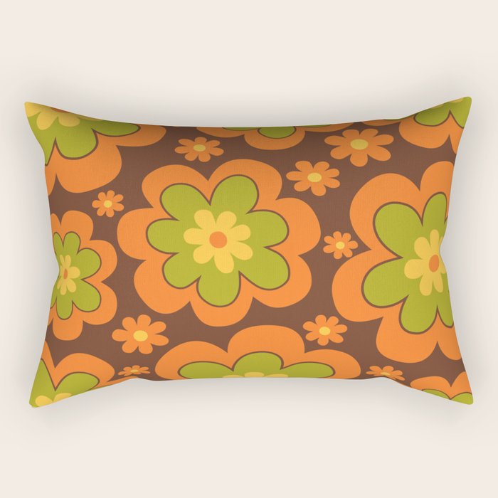 Colorful Retro Flower Pattern 592 Rectangular Pillow Gallery Image 1