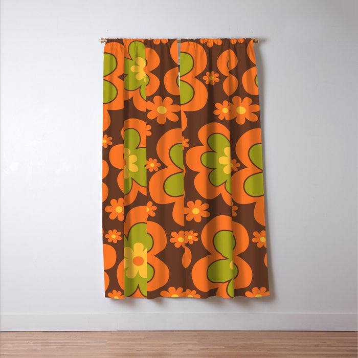 Colorful Retro Flower Pattern 592 Window Curtain Gallery Image 3