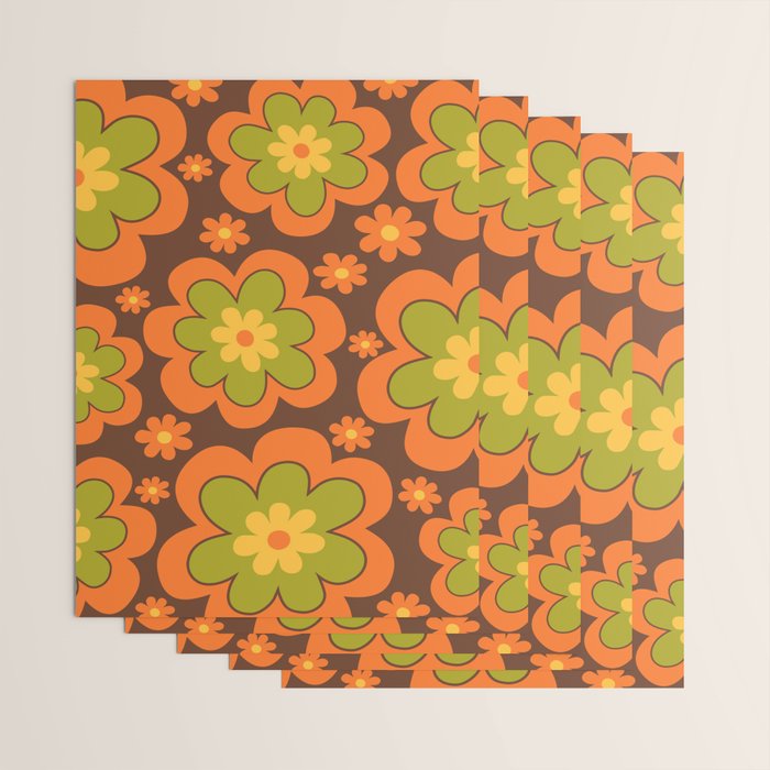 Colorful Retro Flower Pattern 592 Wrapping Paper Gallery Image 3