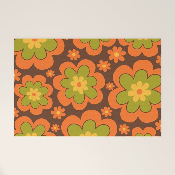 Colorful Retro Flower Pattern 592 Welcome Mat Gallery Image 1