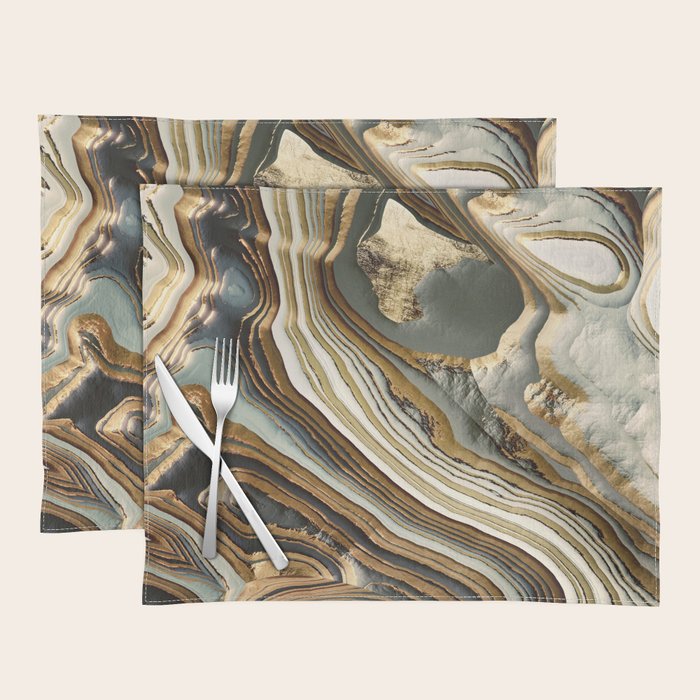 White Gold Agate Abstract Placemat Gallery Image 1