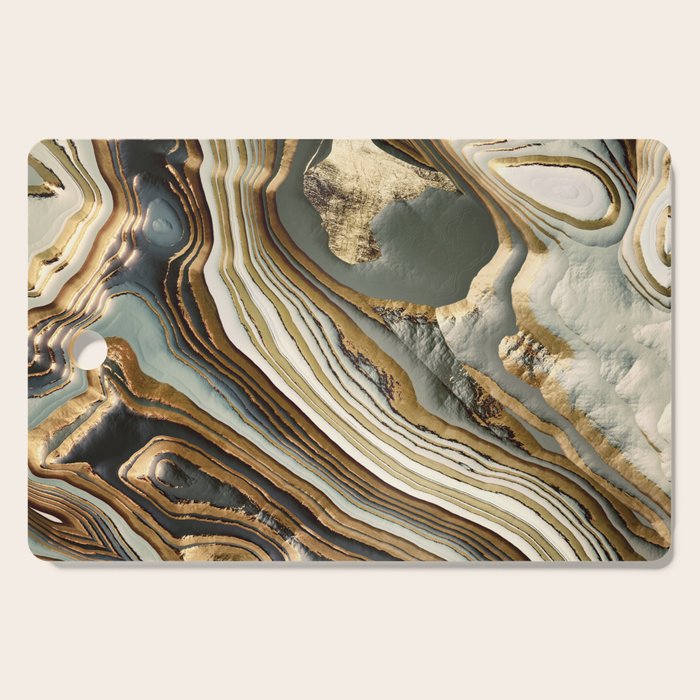 White Gold Agate Abstract Cutting Board Gallery Image 1