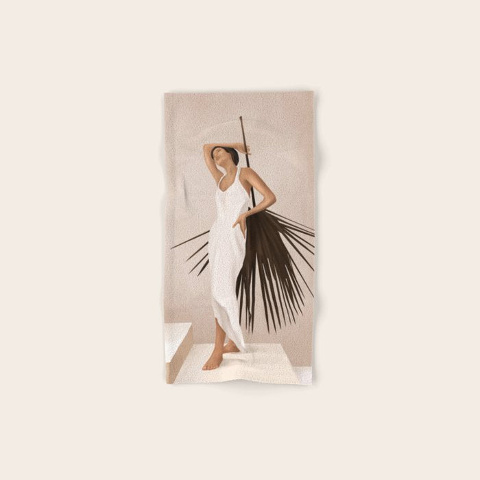 Minimal Woman with a Palm Leaf Towels Gallery Image 1