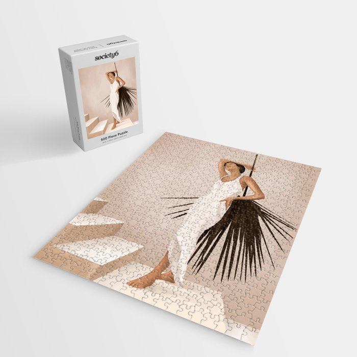 Minimal Woman with a Palm Leaf Jigsaw Puzzle Gallery Image 2