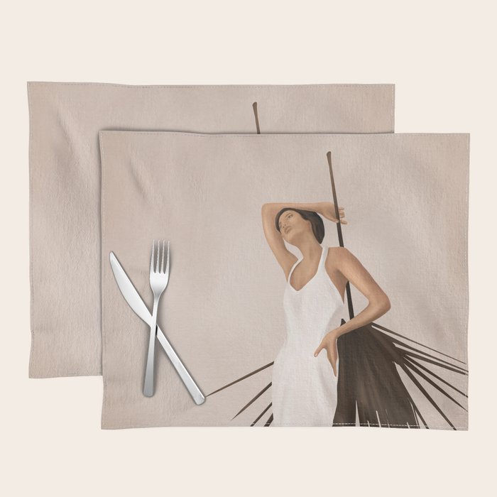 Minimal Woman with a Palm Leaf Placemat Gallery Image 1