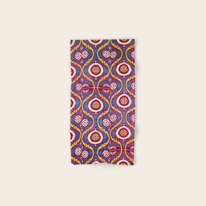 Silk Ikat Uzbekistan Parda Print Bath Towel Gallery Image 1