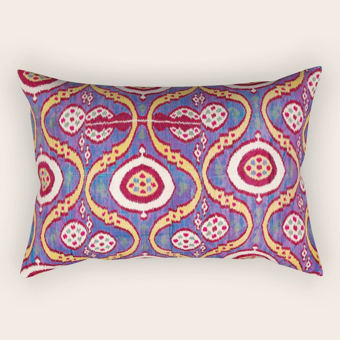 Silk Ikat Uzbekistan Parda Print Rectangular Pillow Gallery Image 2