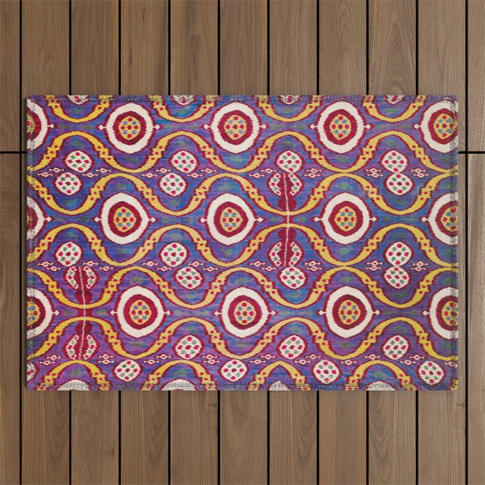 Silk Ikat Uzbekistan Parda Print Outdoor Rug Gallery Image 1